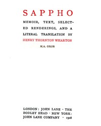 Cover of Sappho: Memoir, text, selected renderings, and a literal translation — A Reader’s Guide